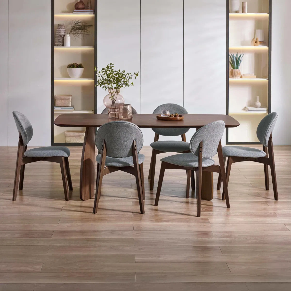 Walnut Curved Back Dining Chair Pair | Artemis | Julian Bowen - Wood Velvet
