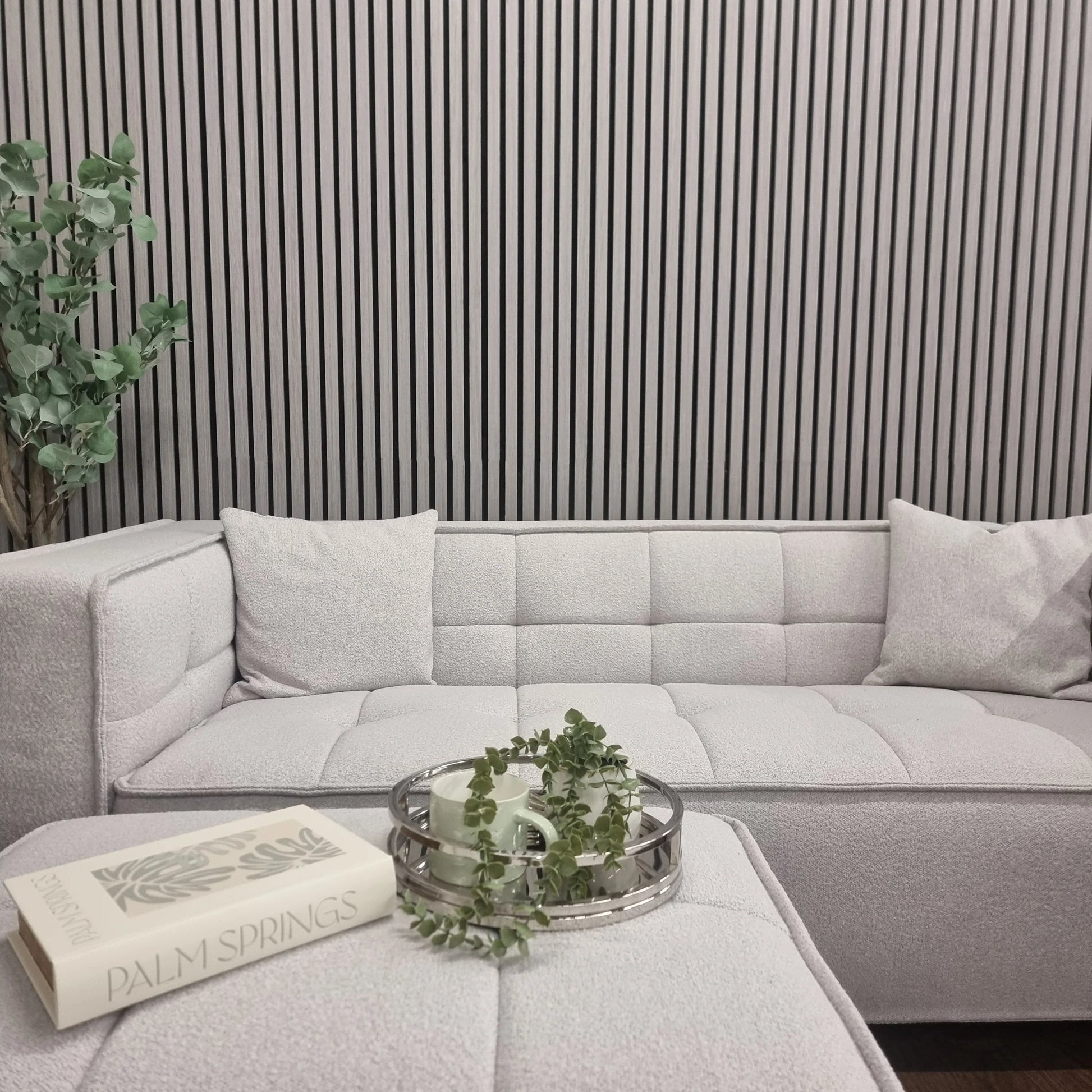 Acoustic Slatted Wall Panels - Ash Grey - Wood Velvet
