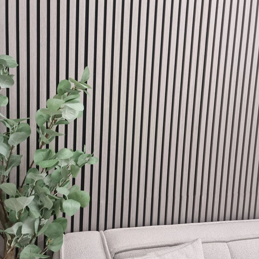 Acoustic Slatted Wall Panels - Ash Grey - Wood Velvet