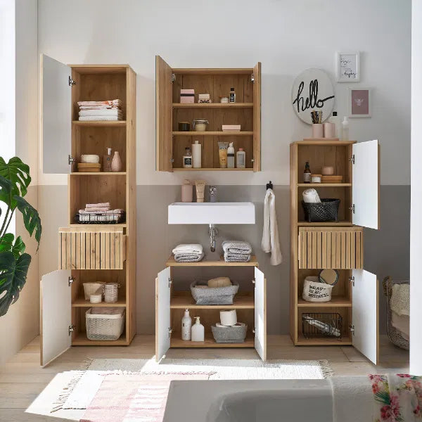 Julian Bowen Narrow Cabinet With 2 Door & 1 Drawer | Artisan Oak | Austin collection - Wood Velvet