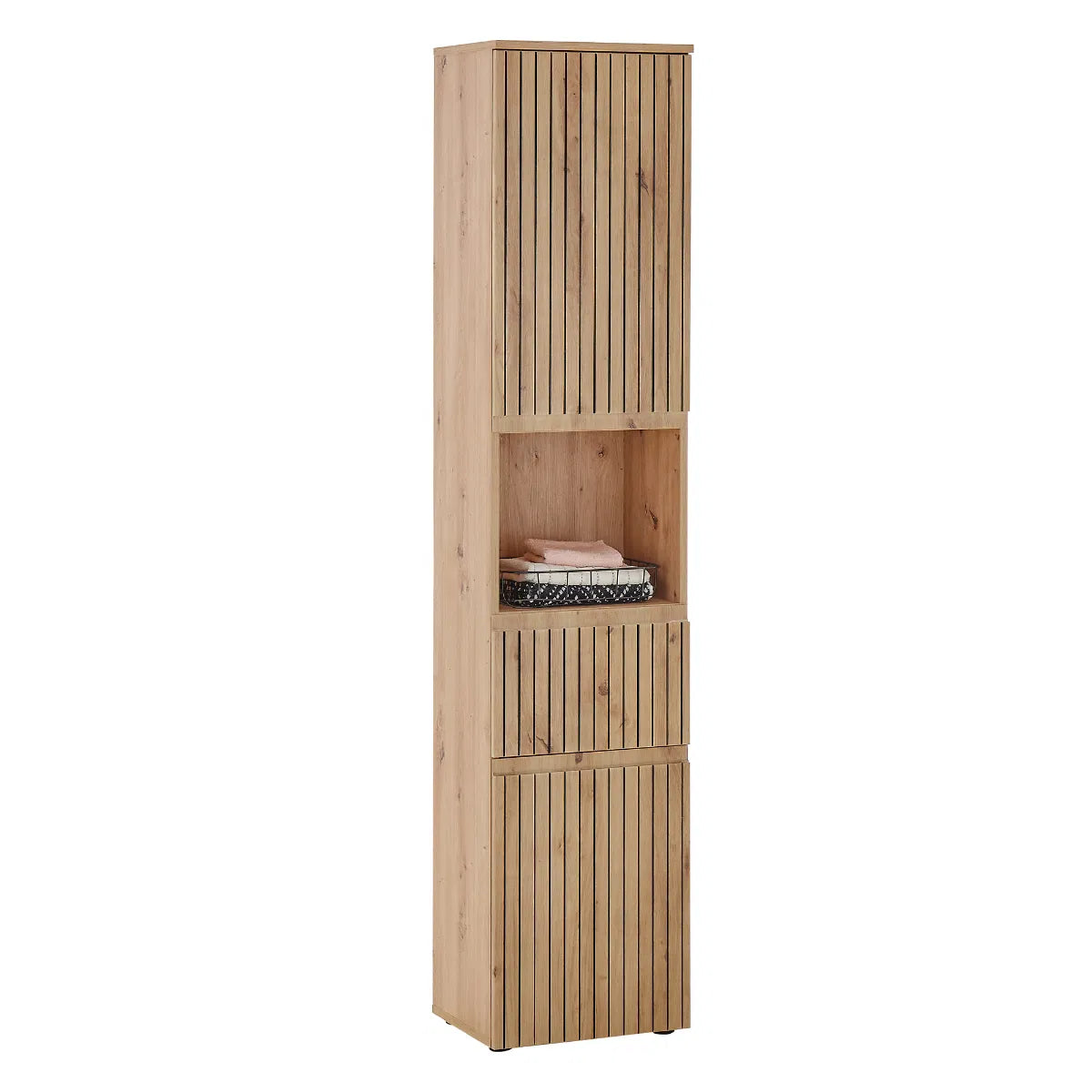Julian Bowen Austin Tall Cabinet in Artisan Oak - Wood Velvet
