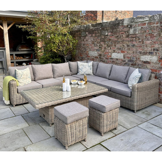 Amalfi Outdoor Large Corner Set With Table & 2 Stools (in soon) - Wood Velvet