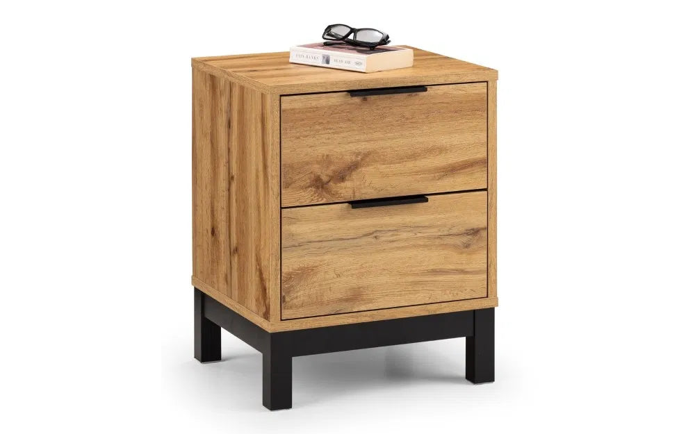 Julian Bowen Bali 2 Drawer Bedside Table - Wood Velvet