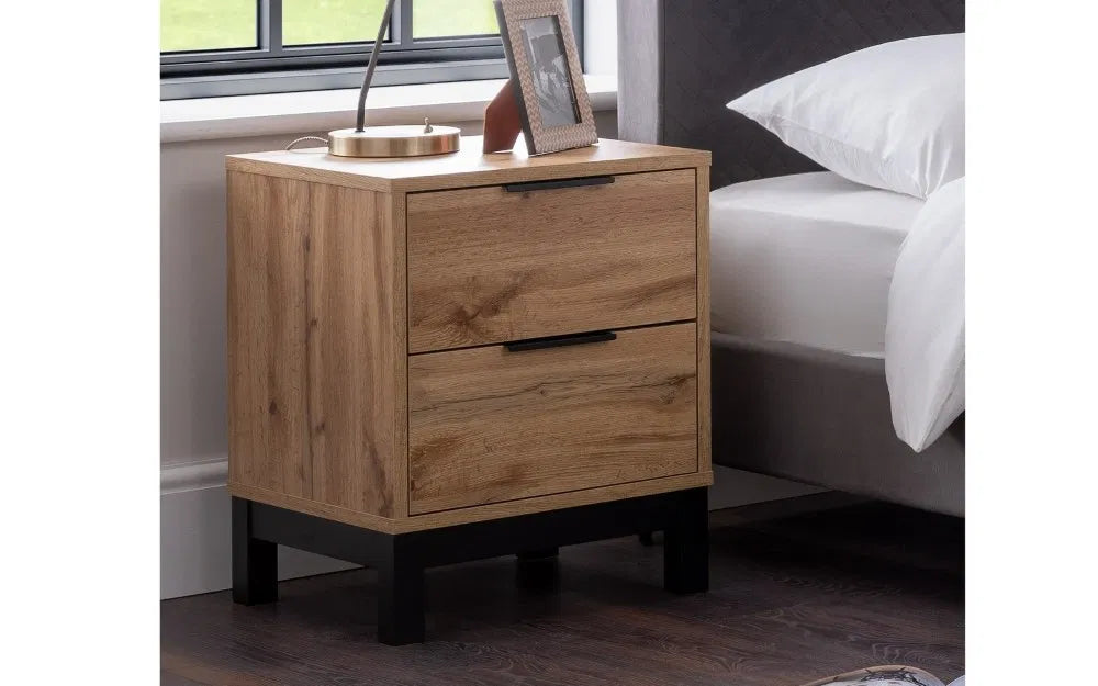 Julian Bowen Bali 2 Drawer Bedside Table - Wood Velvet