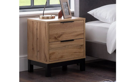 Julian Bowen Bali 2 Drawer Bedside Table - Wood Velvet