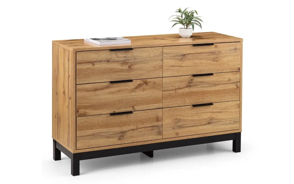 Julian Bowen Bali 6 Drawer Wide Chest - Wood Velvet