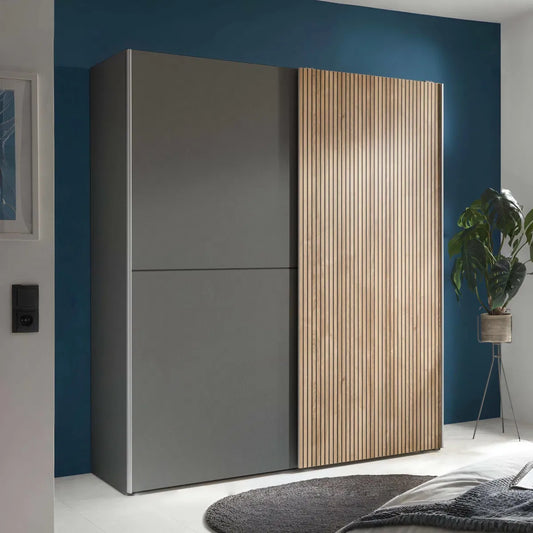Space-saving Panelled Sliding 2 Door Wardrobe | Berno Range | Julian Bowen - Wood Velvet