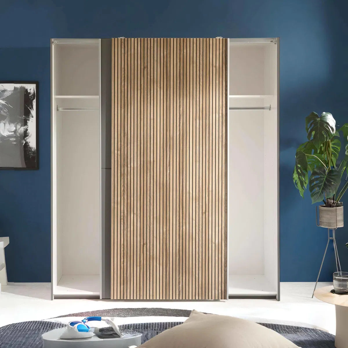 Space-saving Panelled Sliding 2 Door Wardrobe | Berno Range | Julian Bowen
