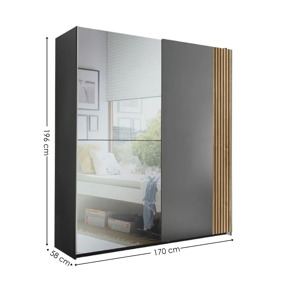 Mirrored Space-saving Panelled Sliding 2 Door Wardrobe | Berno Range | Julian Bowen