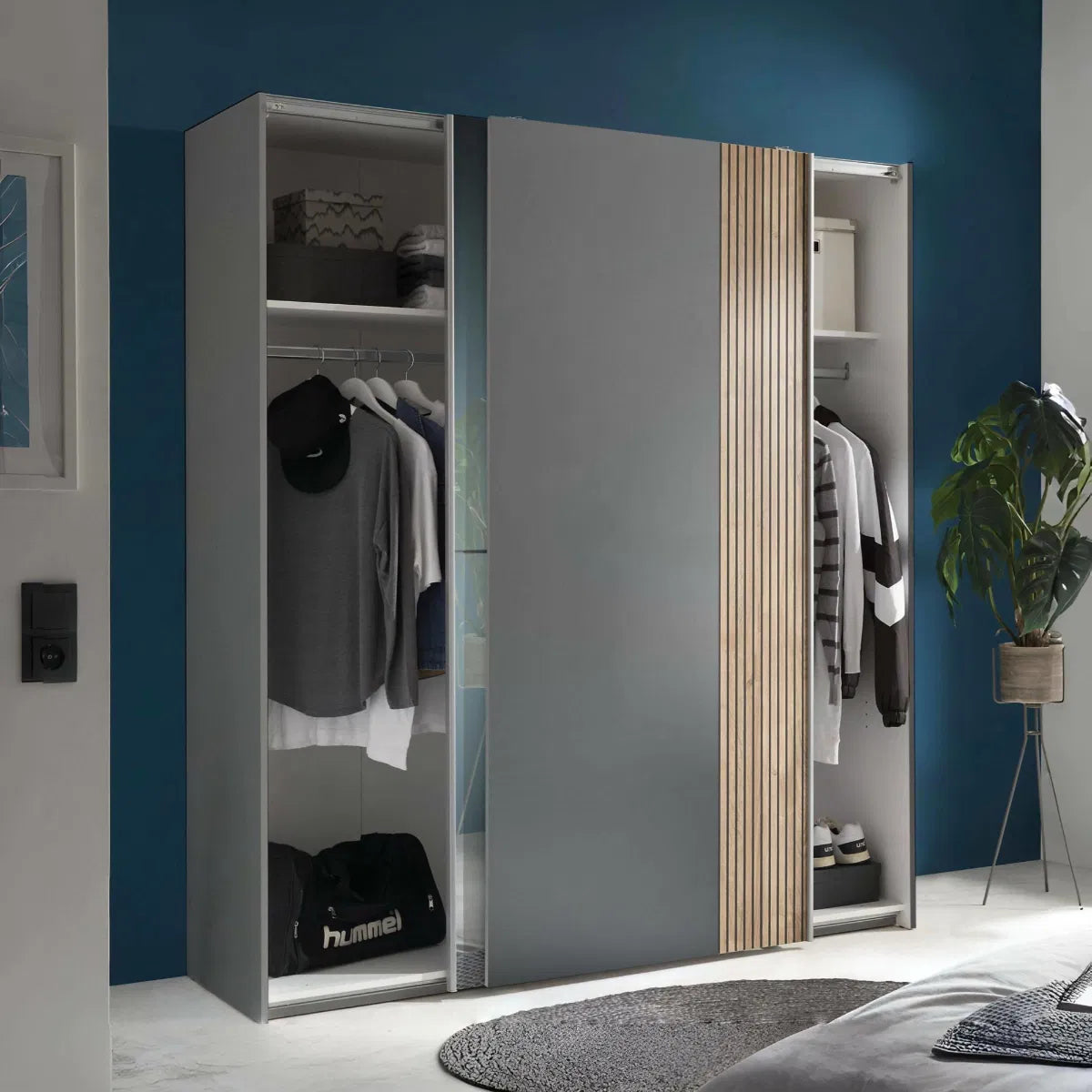 Mirrored Space-saving Panelled Sliding 2 Door Wardrobe | Berno Range | Julian Bowen