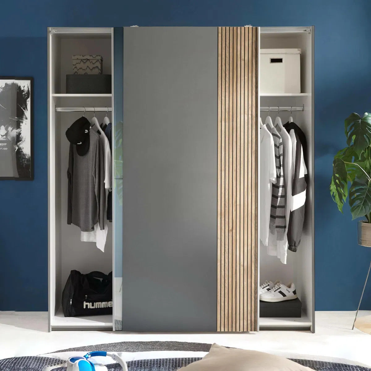 Mirrored Space-saving Panelled Sliding 2 Door Wardrobe | Berno Range | Julian Bowen