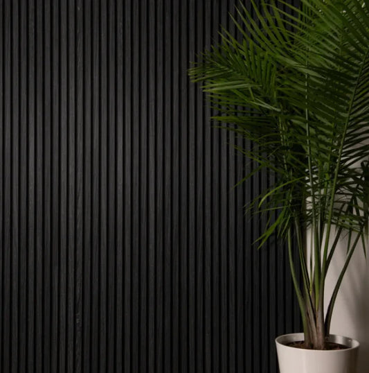 Acoustic Slatted Wall Panels - Black - Wood Velvet