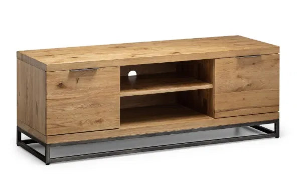 Julian Bowen Industrial Look Brooklyn TV Media Unit In Solid Oak | Wood Velvet