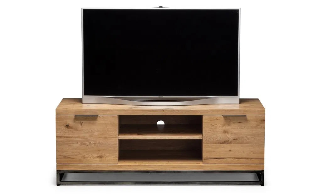 Julian Bowen Industrial Look Brooklyn TV Media Unit In Solid Oak | Wood Velvet
