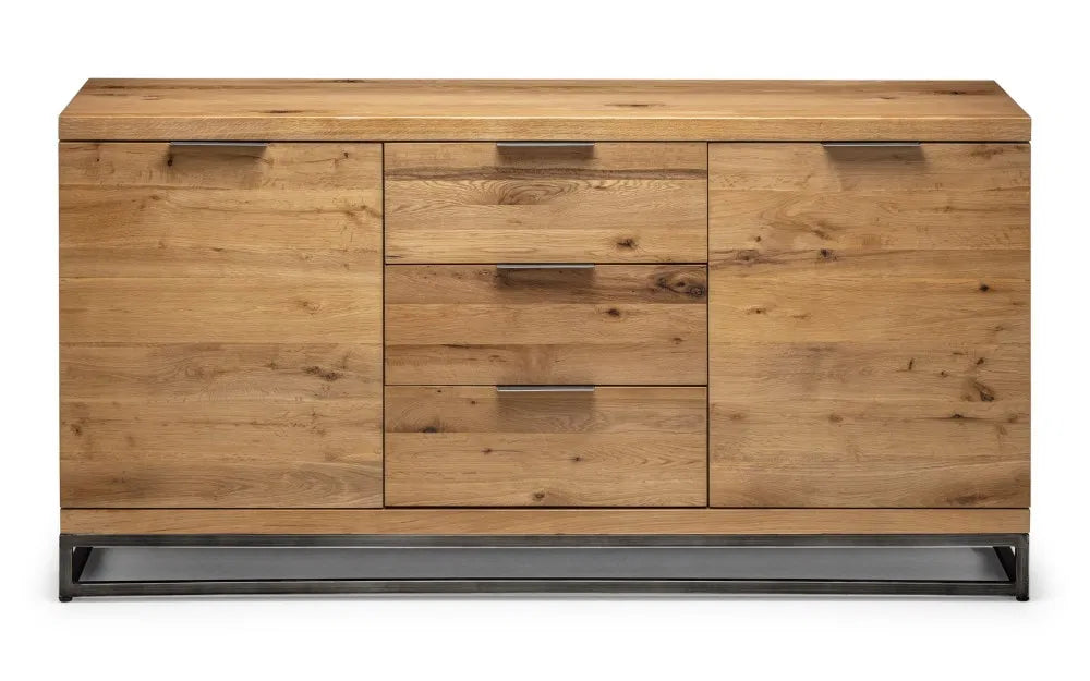 Julian Bowen Industrial Look Brooklyn Sideboard In Solid Natural Oak | Wood Velvet