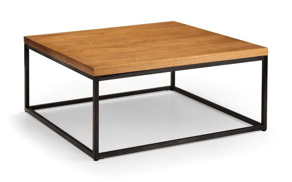 Julian Bowen Industrial Square Coffee Table In Solid Dark Oak | Brooklyn Range | Wood Velvet