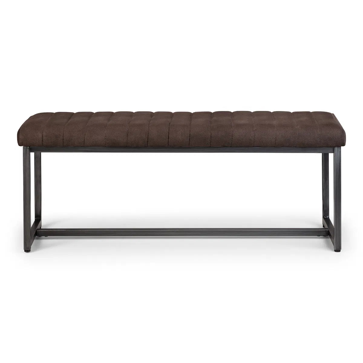 Julian Bowen Upholstered Grey Suede Industrial Bench | Brooklyn New York | Wood Velvet