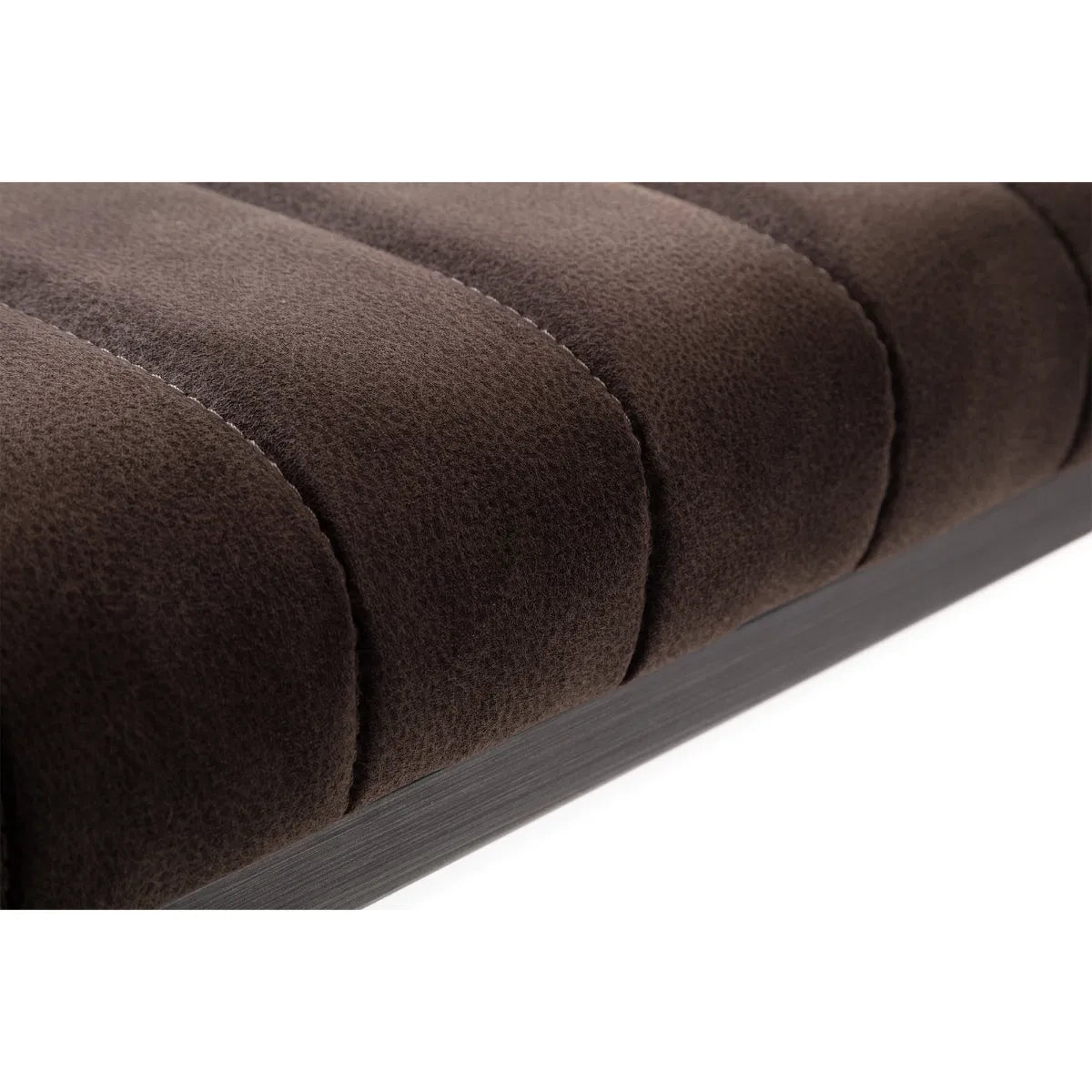 Julian Bowen Upholstered Grey Suede Industrial Bench | Brooklyn New York | Wood Velvet