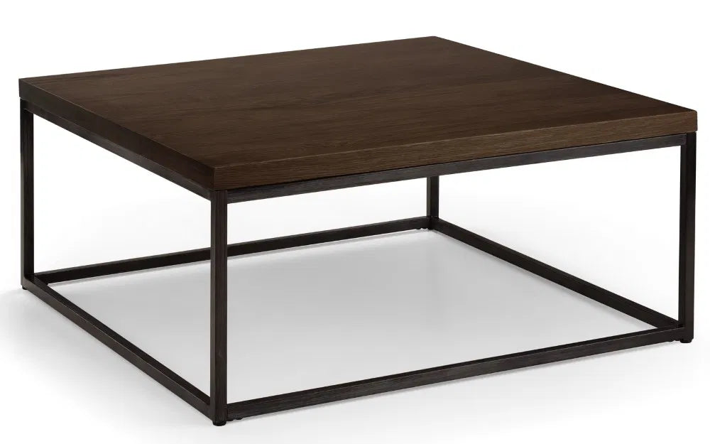 Julian Bowen Industrial Square Coffee Table In Solid Natural Oak | Brooklyn Range | Wood Velvet