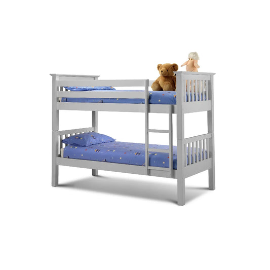 Julian Bowen Space Saving Bunk Bed In Dove Grey | Barcelona | MDF/Pine - Wood Velvet