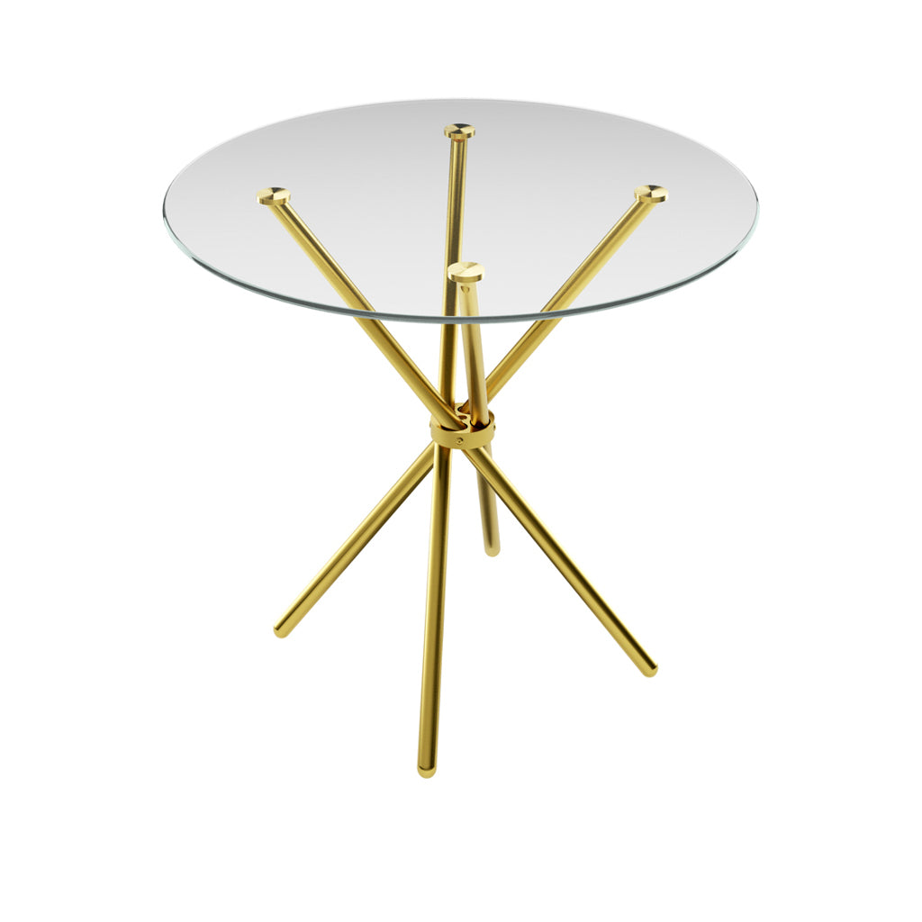 Elegant Round Clear Glass Gold Legs Dining Table | Casablanca | By LPD | Wood Velvet