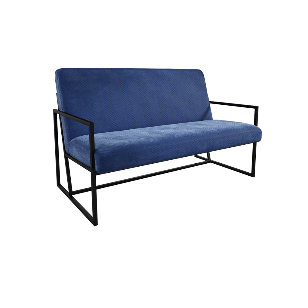 Industrial Statement Compact Sofa In Oxford Blue Chevron | Chance Range By LPD