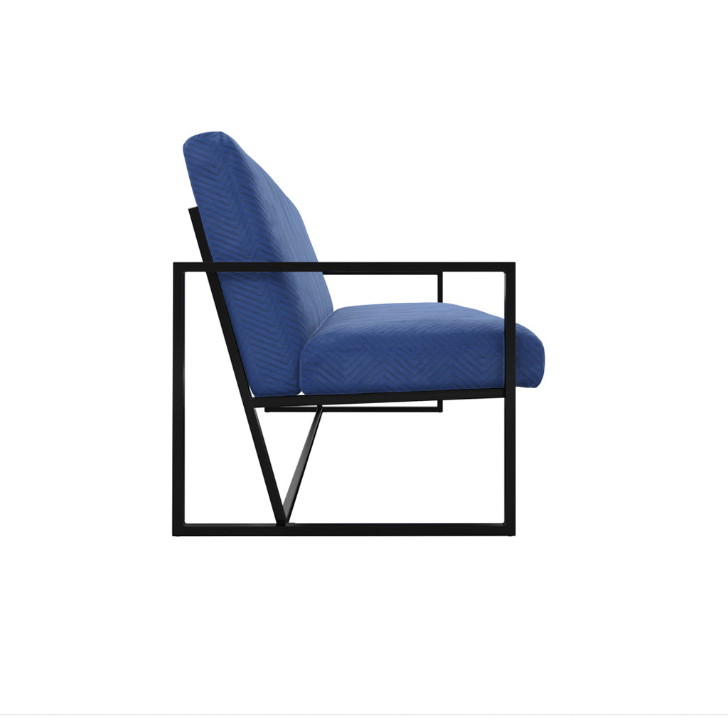 Industrial Statement Compact Sofa In Oxford Blue Chevron | Chance Range By LPD