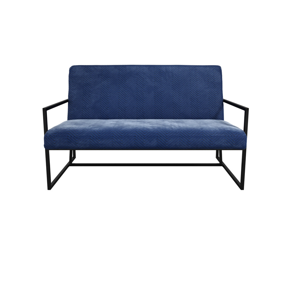 Industrial Statement Compact Sofa In Oxford Blue Chevron | Chance Range By LPD