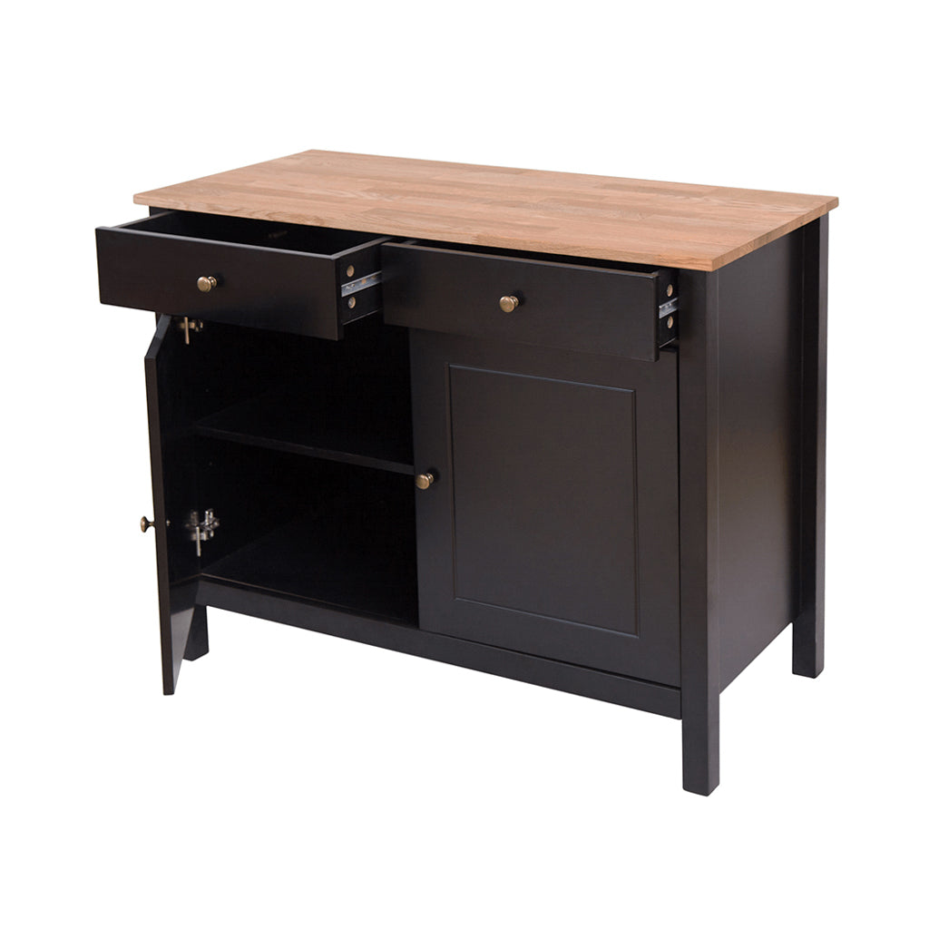 Striking Black & Oiled Wood Sideboard | Copenhagen Range By LPD - Wood Velvet