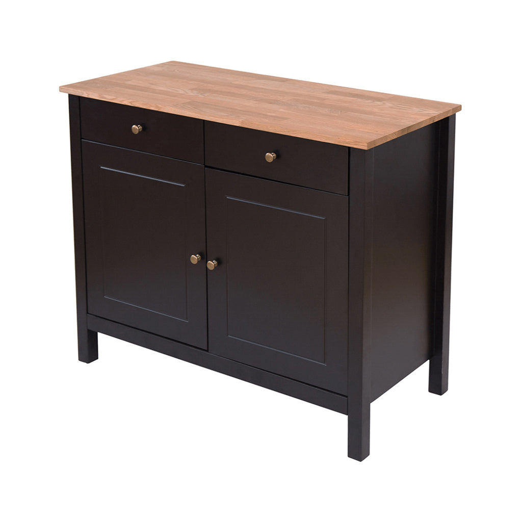 Striking Black & Oiled Wood Sideboard | Copenhagen Range By LPD - Wood Velvet