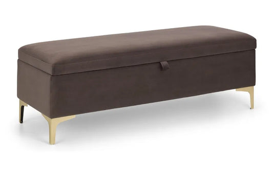 Deco Storage Ottoman Bench In Plush Truffle Velvet | Julian Bowen - Wood Velvet
