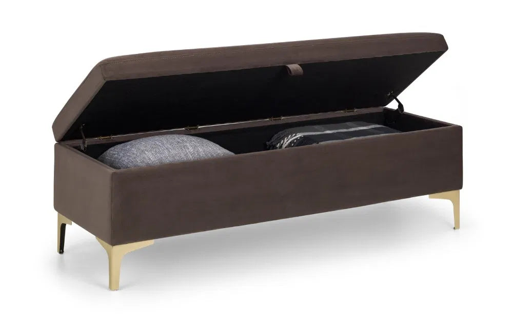 Deco Storage Ottoman Bench In Plush Truffle Velvet | Julian Bowen