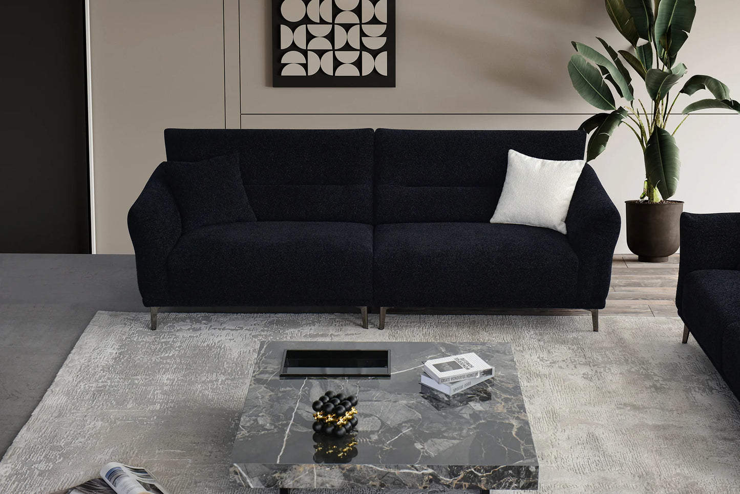 Luxury Black Boucle Fabric Sofa Range | Albany | Furnish365 - Wood Velvet