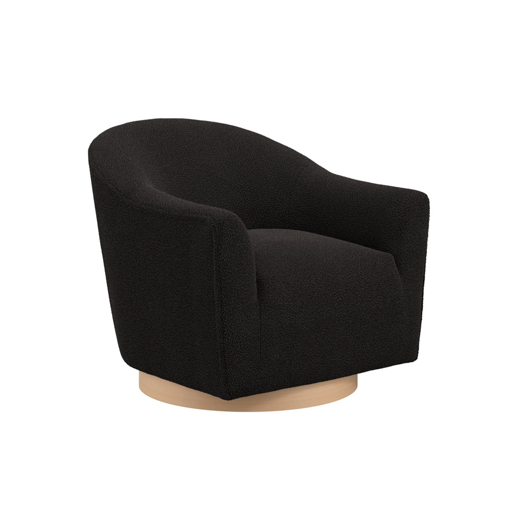 Daphne Black Chair & Large Pouffe By LPD Essentials - Wood Velvet