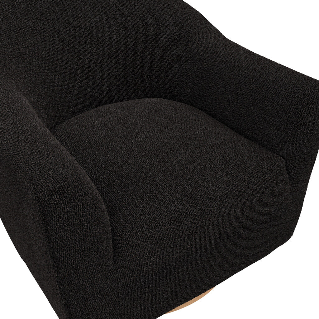 Daphne Black Chair & Large Pouffe By LPD Essentials - Wood Velvet