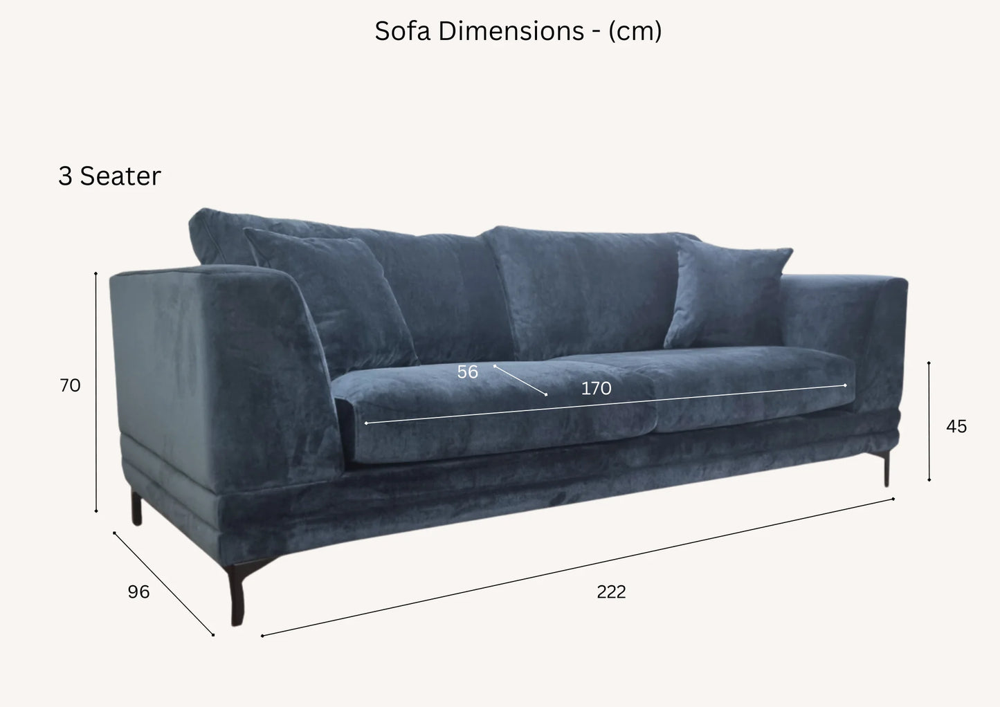 2 & 3 Seater Sofa Pack in Blue Velvet | Lenox Sofa Range | Wood Velvet - Wood Velvet