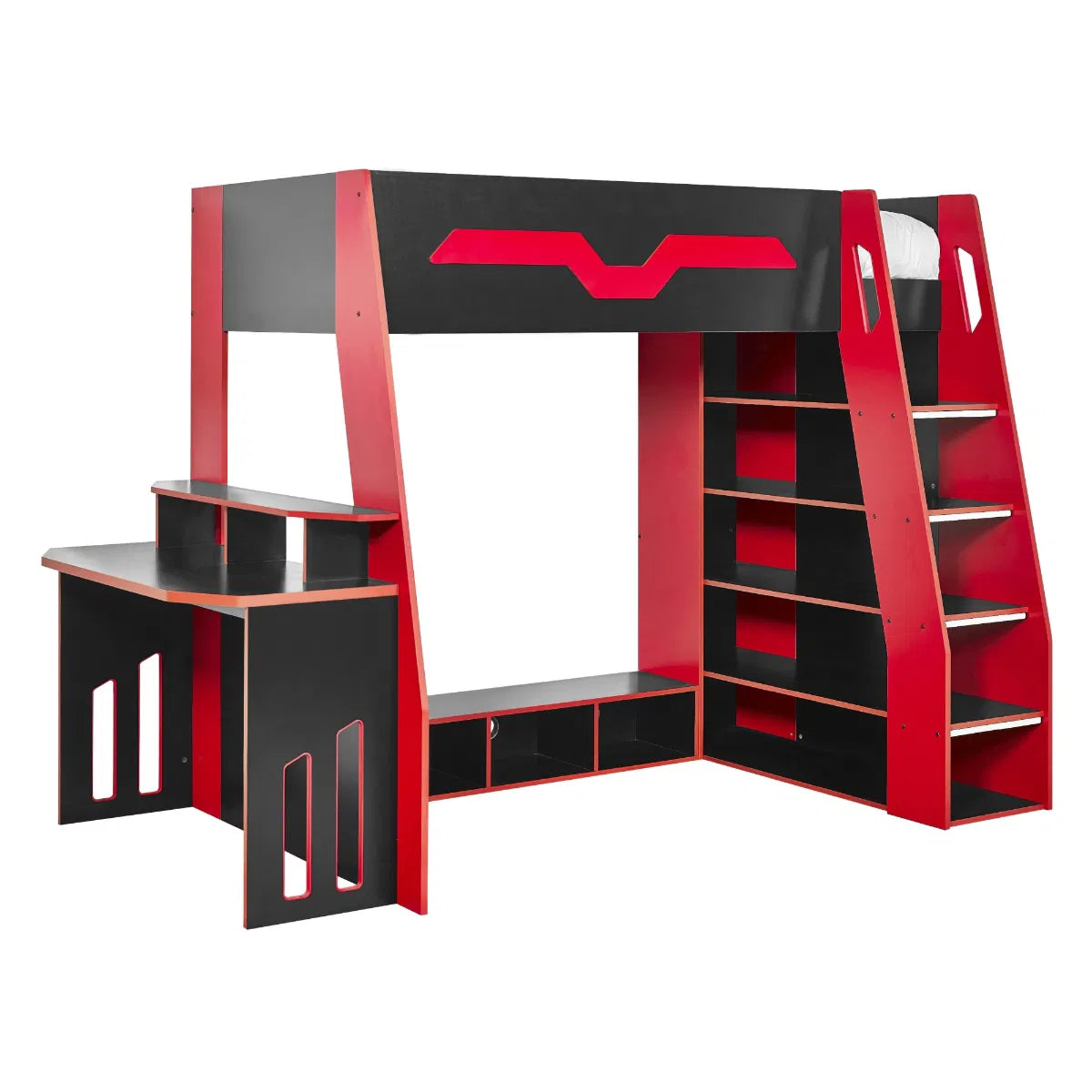 Julian Bowen Gaming High Sleeper In Black & Red | Eagle | Wood Velvet - Wood Velvet