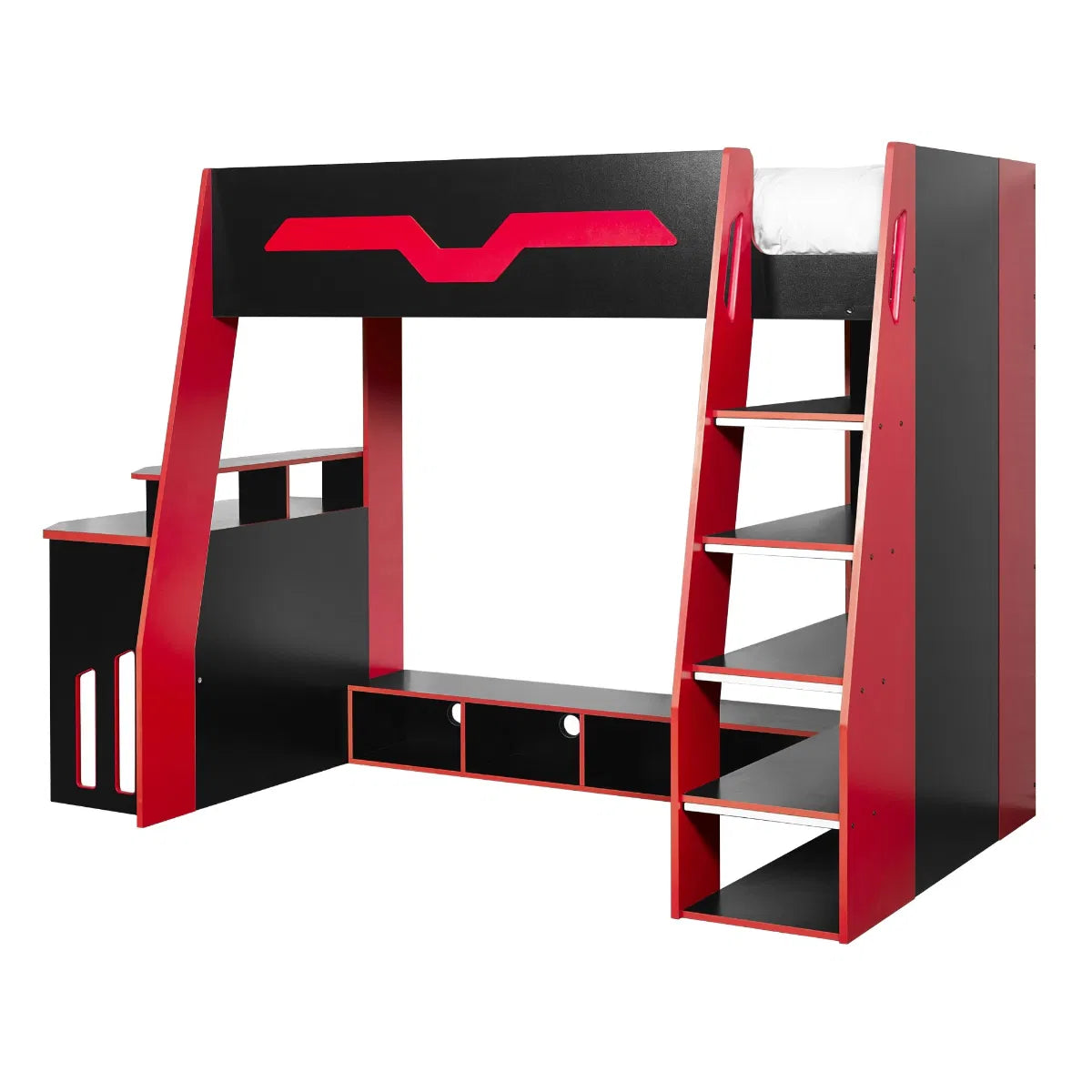 Julian Bowen Gaming High Sleeper In Black & Red | Eagle | Wood Velvet - Wood Velvet