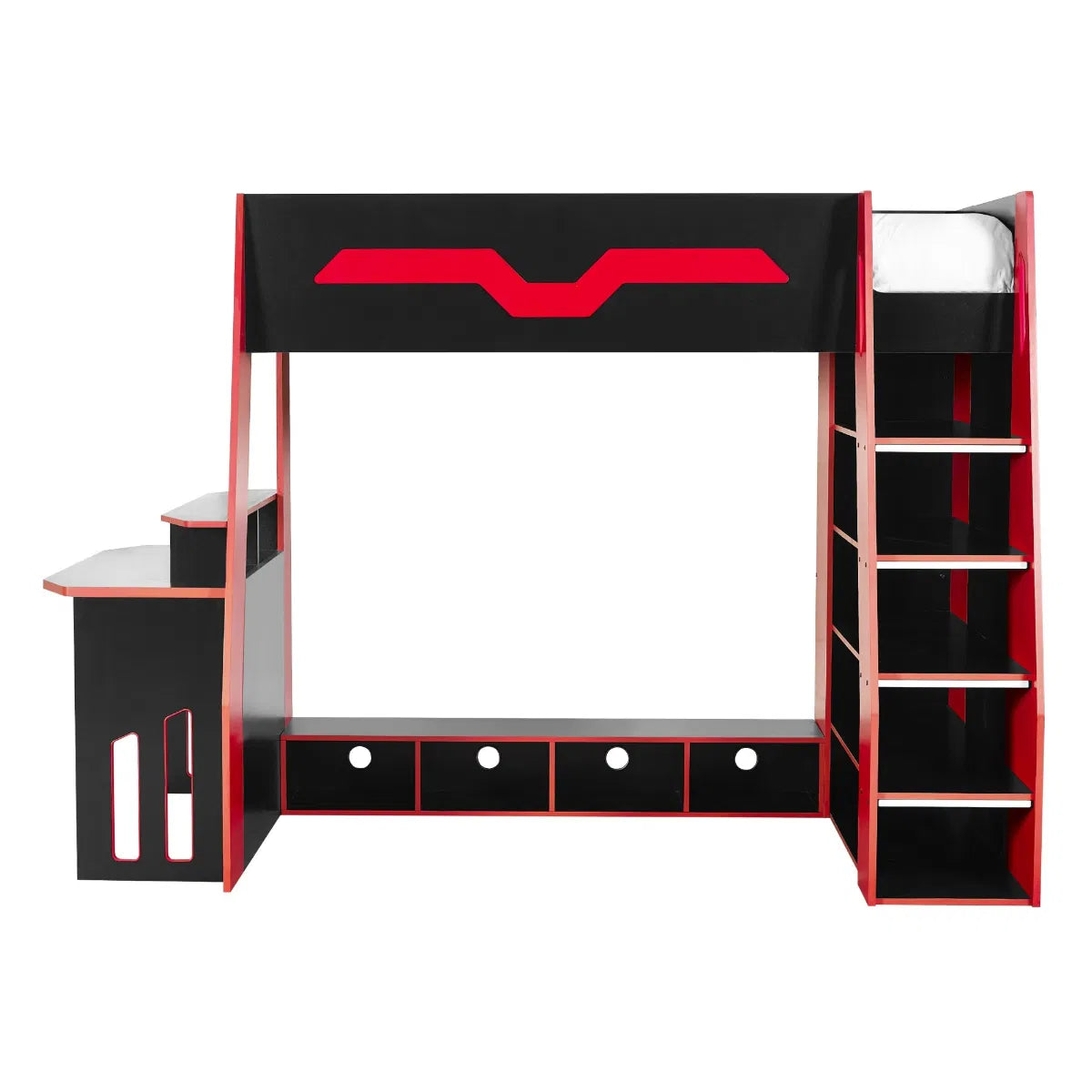 Julian Bowen Gaming High Sleeper In Black & Red | Eagle | Wood Velvet - Wood Velvet