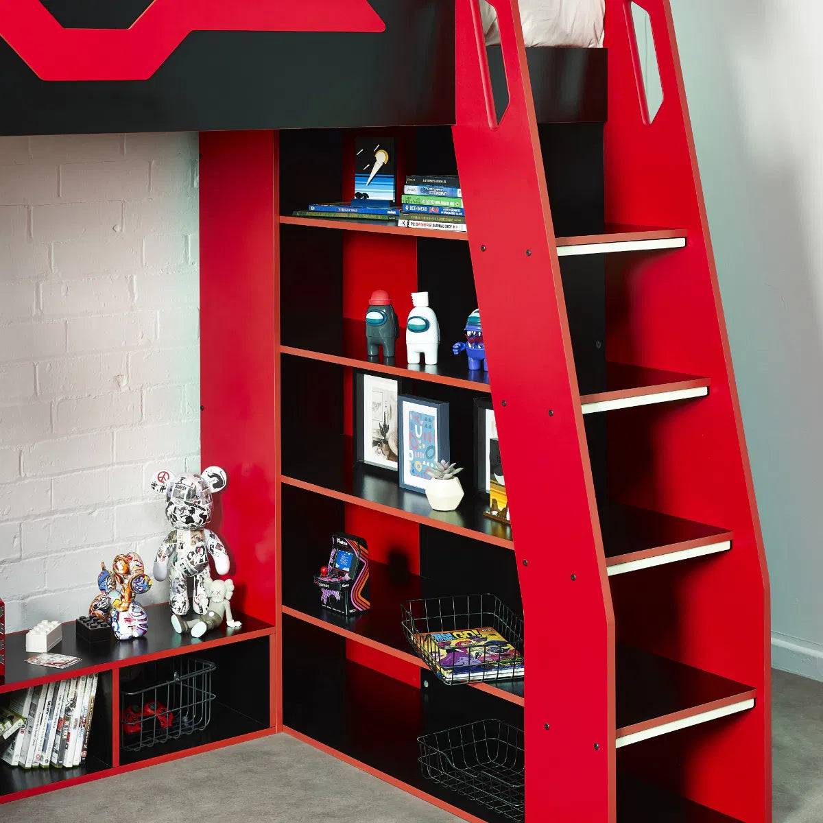 Julian Bowen Gaming High Sleeper In Black & Red | Eagle | Wood Velvet - Wood Velvet