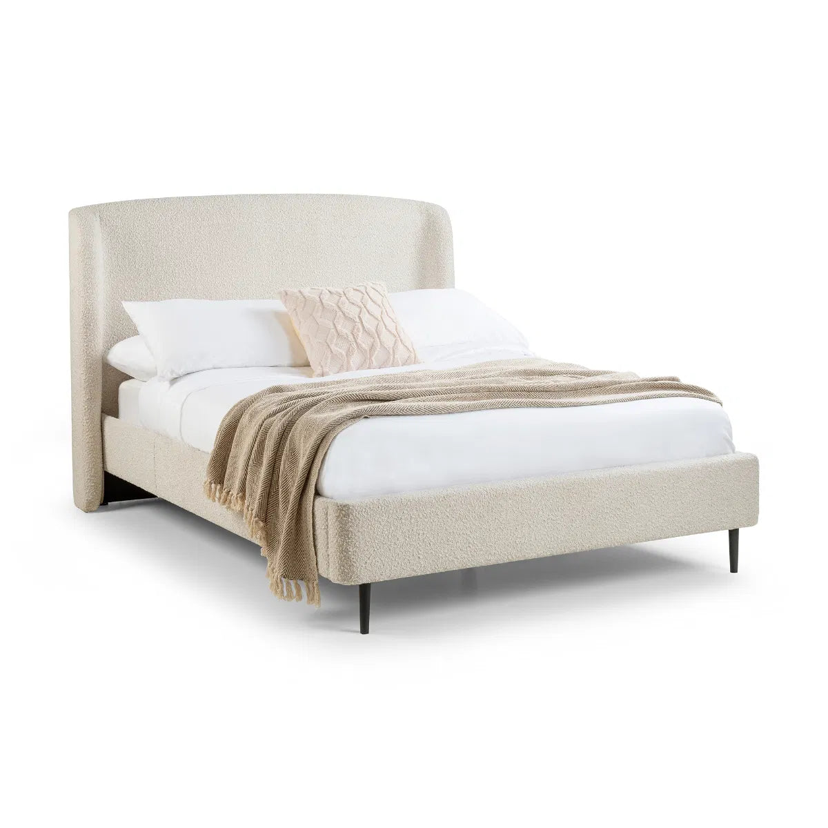 Julian Bowen Eden Boucle Bed In Ivory - Wood Velvet