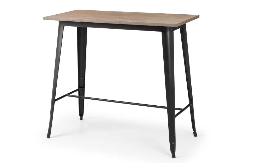 Solid Elm Wood & Satin Black Powder Coated Steel Bar Table | Grafton Range | Julian Bowen - Wood Velvet