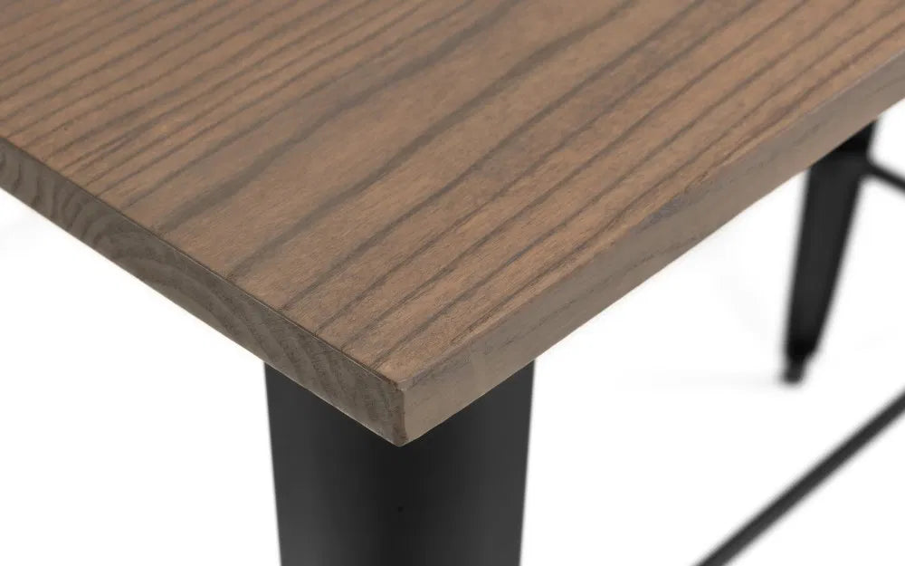 Solid Elm Wood & Satin Black Powder Coated Steel Bar Table | Grafton Range | Julian Bowen - Wood Velvet