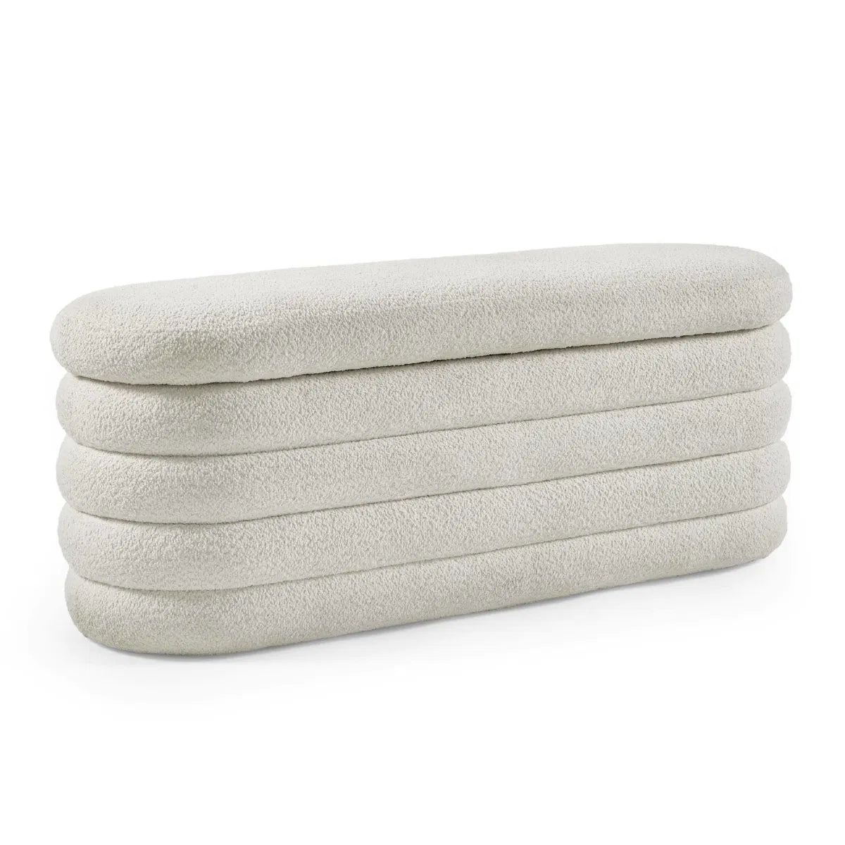 Julian Bowen Generous Ivory Boucle Upholstered Ottoman Storage Bench | Hailey Range - Wood Velvet