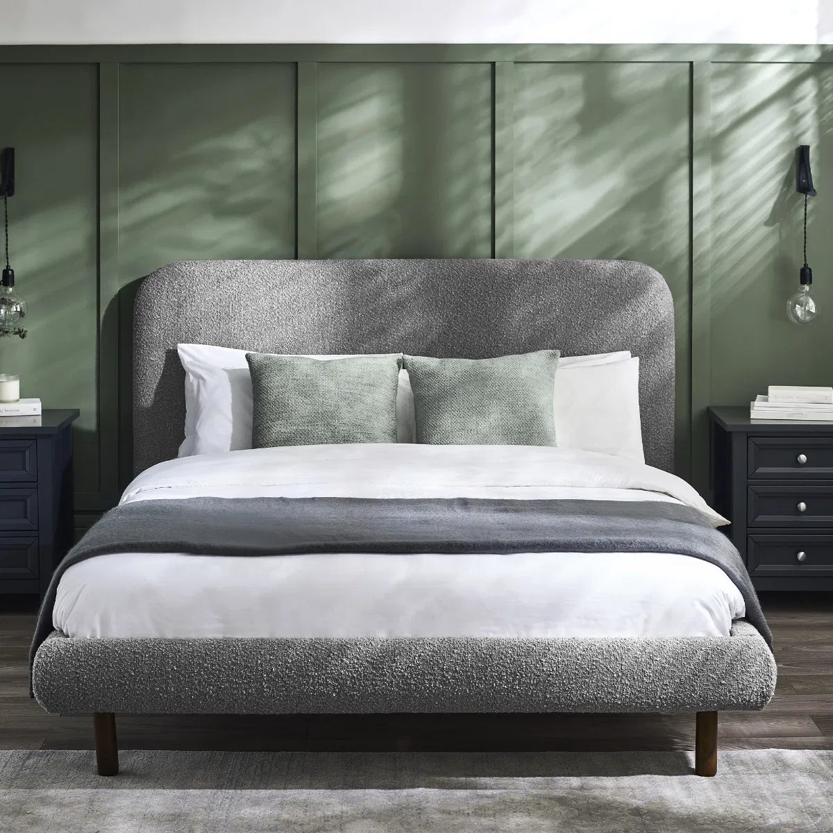 Julian Bowen Hannah Boucle Bed In Grey - Wood Velvet