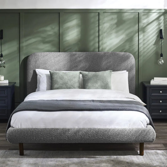 Julian Bowen Hannah Boucle Bed In Grey - Wood Velvet
