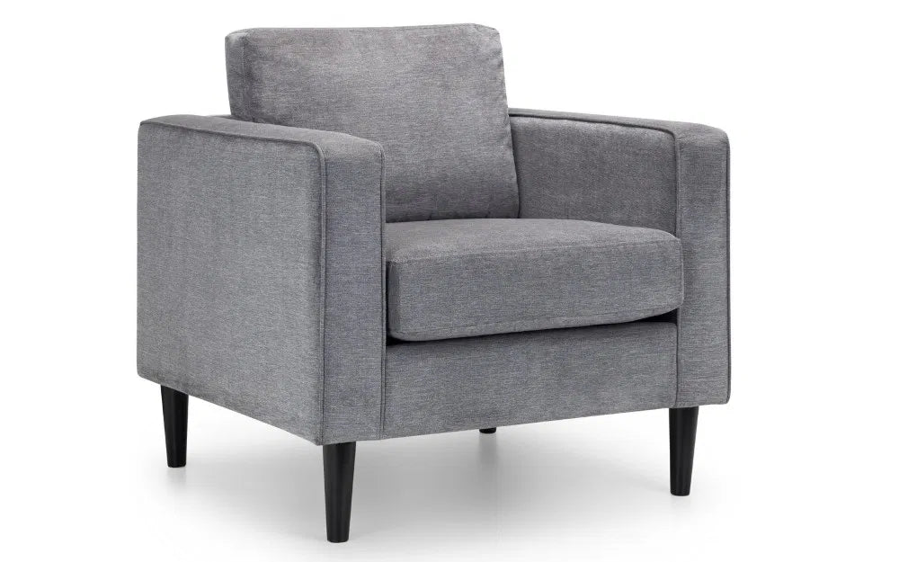 Julian Bowen Hayward Armchair & Matching Ottoman in Chenille - Wood Velvet