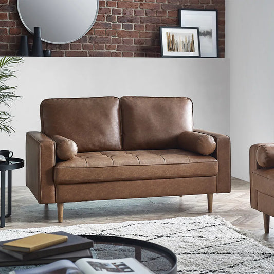 Julian Bowen Henley 2 Seater Sofa With Bolsters In Brown - Wood Velvet