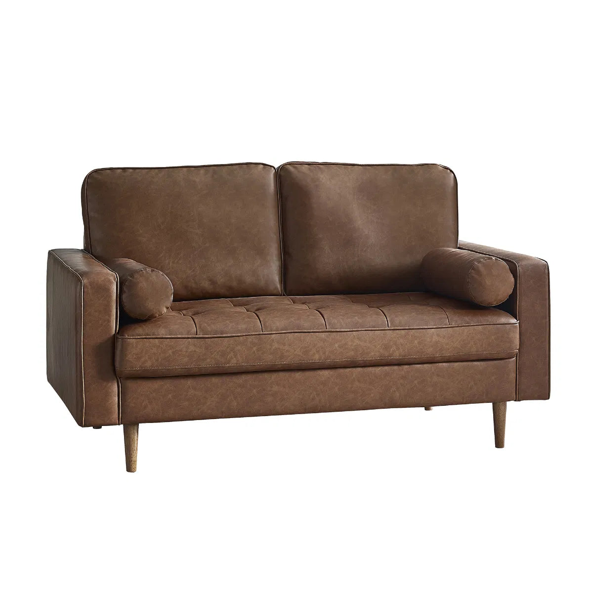 Julian Bowen Henley 2 Seater Sofa With Bolsters In Brown - Wood Velvet