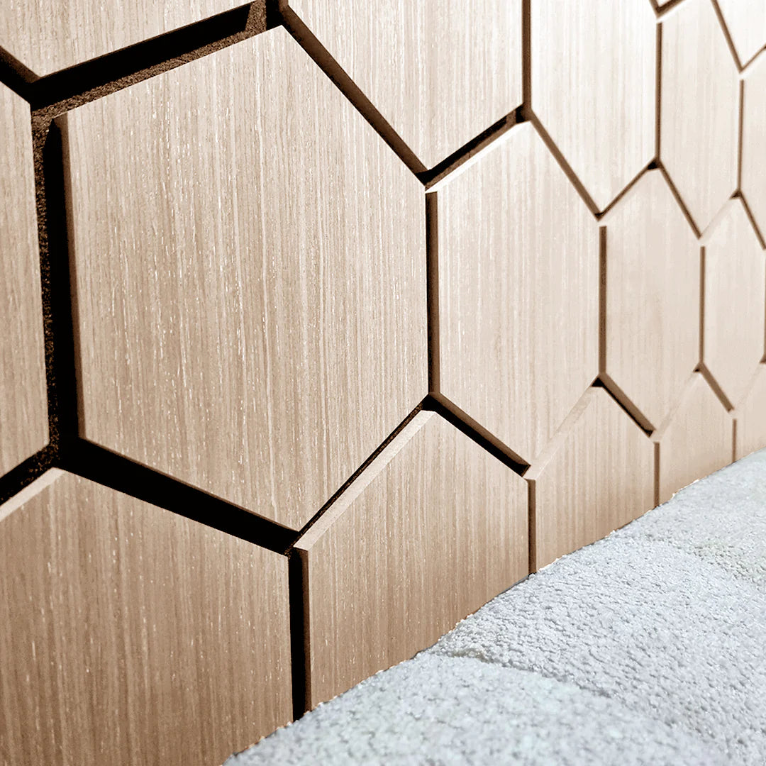 Acoustic "Turtle Hex" Wall Panels | Light Oak | 4 Pack - Wood Velvet